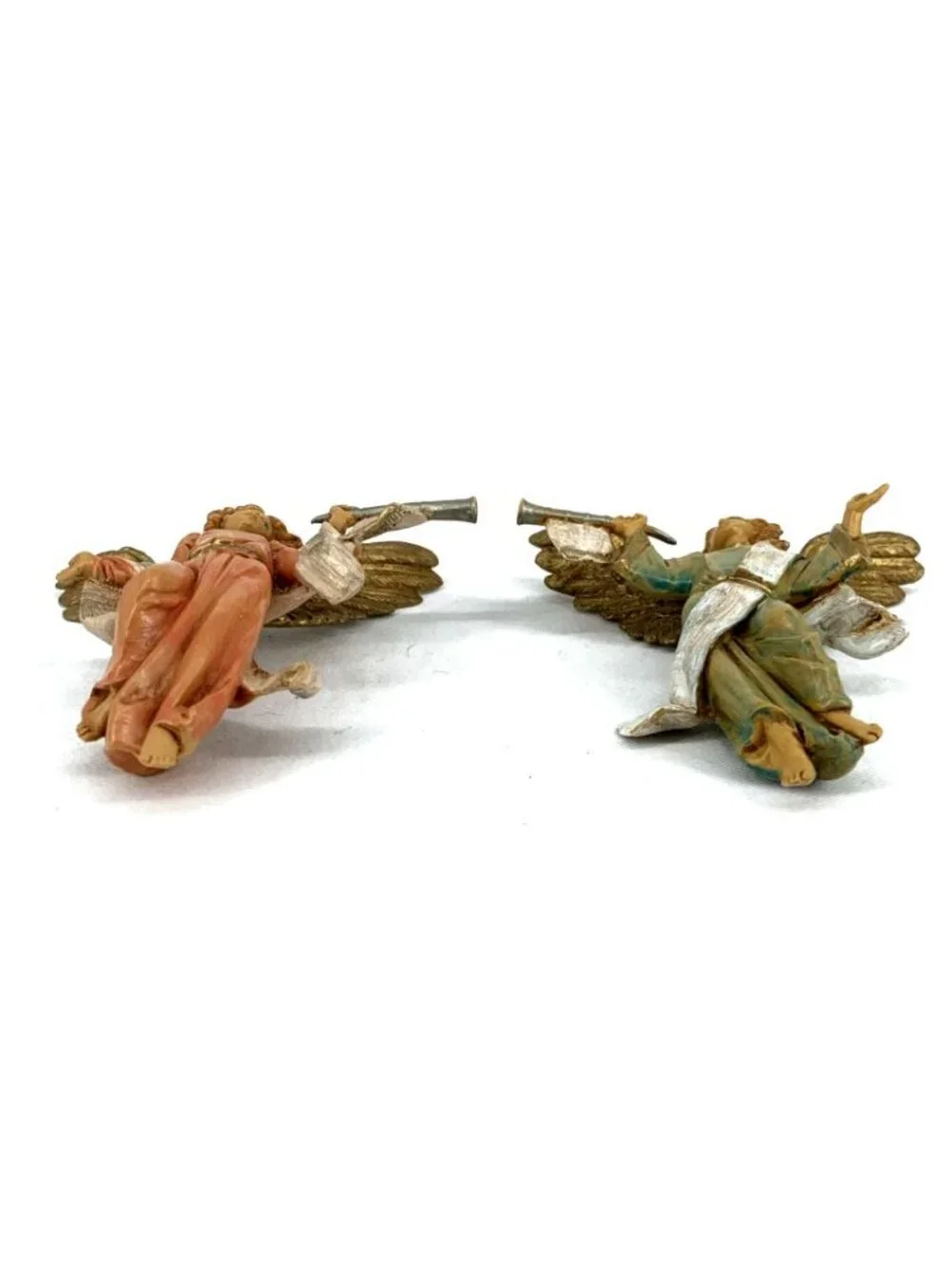 Fontanini Angel Lot of 2 Trumpets 2001 Blue Orange Depose Italy 4.5